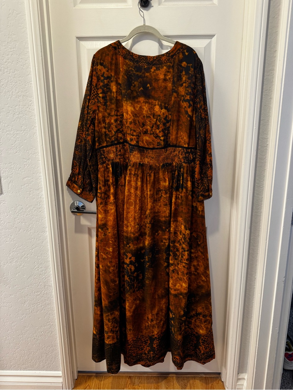 Soft Surroundings Venetian Fall Maxi Dress Smocked Waist - Picture 4 of 8